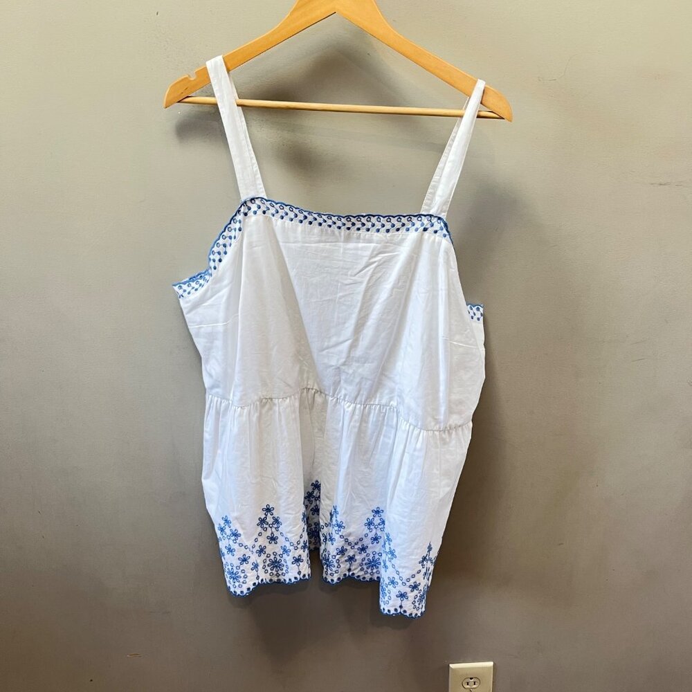 New Lane Bryant Classic Square-Neck Peplum Eyelet Tank‎ - Sz. 16
